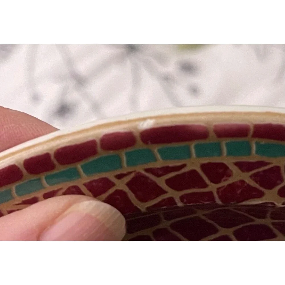Pier 1 Mosaic Fruit Dinnerware Set 8 Plates & 7 Mugs Italy red/green/yellow